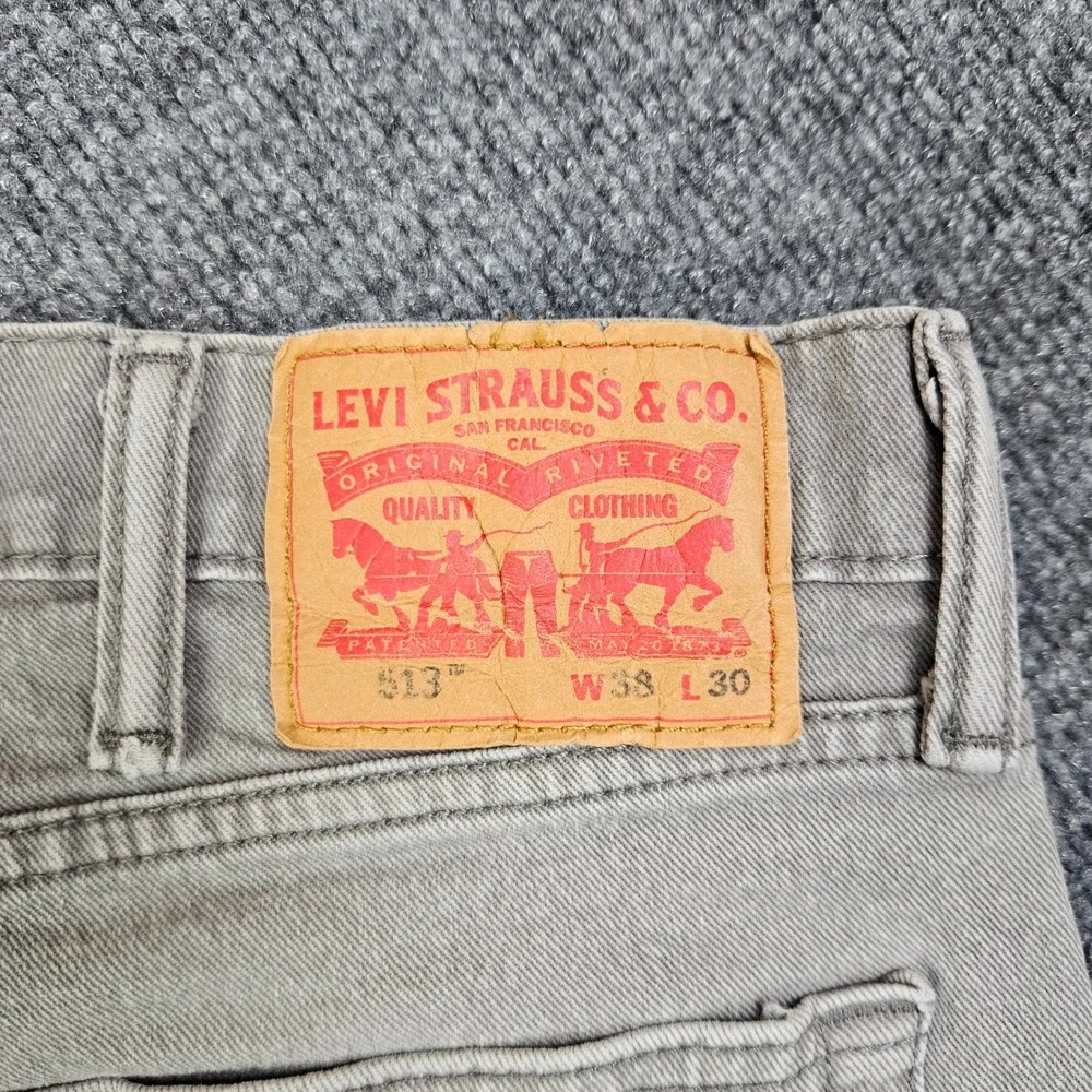 Levis 513‎ Jeans Men's 38x30 Slim Straight Gray Denim Medium Wash